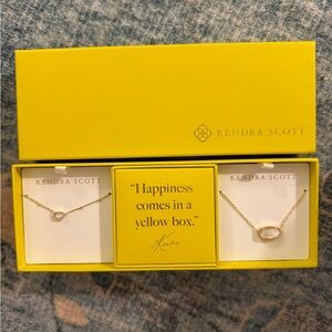 Kendra Scott Yellow Box Gold Necklace Set